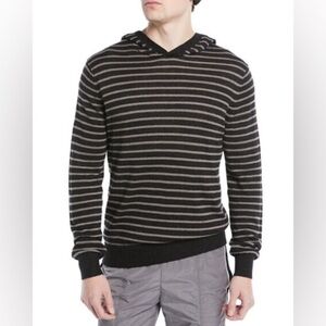 Vince Black/Gray Striped Pullover Hoodie